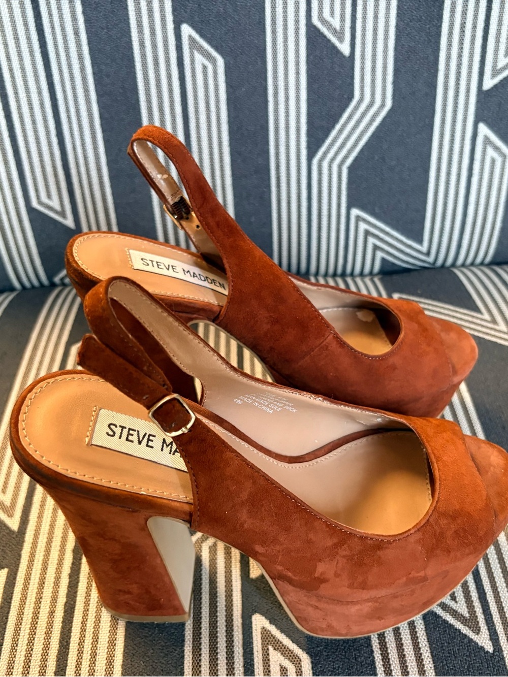 Steve Madden Tove Brown Suede Platform Open Toe Sandals Sandals Size 5.5 M - Picture 4 of 11